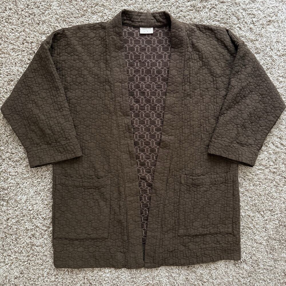 Curator SF $186 Jules Mushroom Brown Quilted Cardigan Size L Minimalist Coat